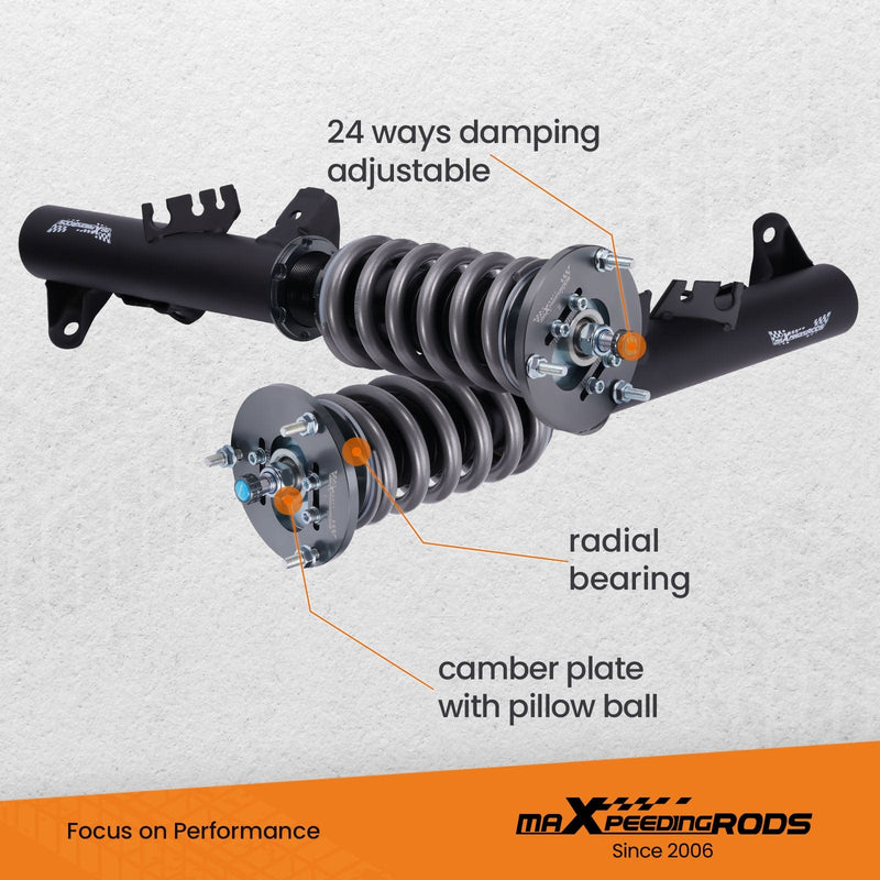 maXpeedingrods 4x Coilover Regulable de 24 Niveles, Amortiguador Roscado para BMW 3 Series E36 318i 323i 325i 328i 328is, Suspensión con Muelle 2 Delanteros y 2 Traseros de Resorte Helicoidal maXpeedingrods 4x Coilover Regulable de 24 Niveles, Amortiguador Roscado para BMW 3 Series E36 318i 323i 325i 328i 328is, Suspensión con Muelle 2 Delanteros y 2 Traseros de Resorte Helicoidal