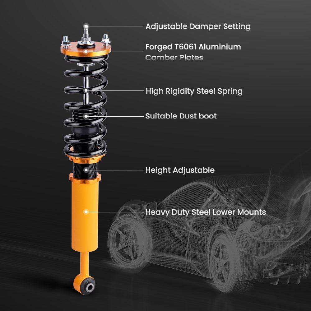 Maxpeedingrods COT6 24 Way Coilovers for Honda Accord 98-02 Acura TL 01-03 CL ISJHWT, image size:1000x1000